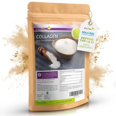 Vita2You Collagen 1000g - Weidehaltung - Kollagen Pulver - 1kg- Premium Qualität - Bild 1 von 4