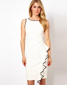 COAST IRAH LOVELY IVORY BLACK TIPPED PARTY DRESS SIZE 12 RP £115 - Picture 1 of 3