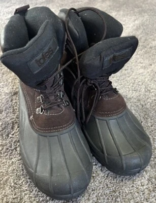 男式 TOTES THERMOLITE 皮革绝缘防水冬季雪地靴 11 码 — 第 1/4 张图片