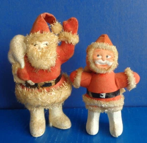 2 ADORNOS O DECORACIÓN VINTAGE DE PAPEL MACHÉ DE SANTA CLAUS - NAVIDAD DE MEDIADOS DE SIGLO - Imagen 1 de 7
