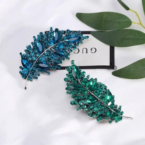 Broche de hoja de moda planta de estrás broches hebilla temperamento joyería pasador - Imagen 1 de 37
