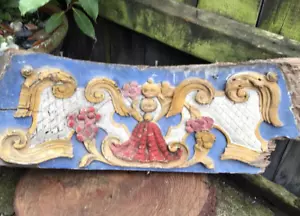 Antique Portuguese carved wood painted architectural fragment element niche - Picture 1 of 14