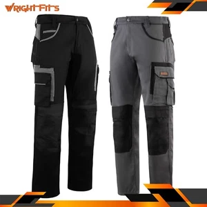 Mens Work Trousers Heavy Duty Cargo Pants for Builders & Mechanics Black Grey - Picture 1 of 22