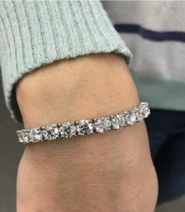 Holiday Gifts! Huge 14k White Gold 7" 20 Ct Lab Grown Diamond Tennis Bracelet - Picture 1 of 4