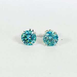 AAA 5 ct Lab Created Blue Diamond Studded Earring in 925 Sterling Silver