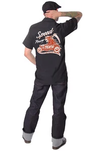 Hotrod Hellcat Hot Rod Reaper Retro Rockabilly Mens Workshirt Shirt - Picture 1 of 4