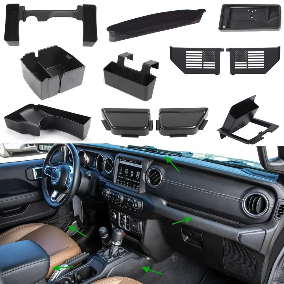 Console Dashboard Armrest Gear Shift Door Storage Box Tray for Jeep Wrangler JL - Image 1 of 1