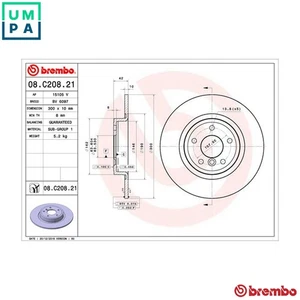 2x BRAKE DISC 08.C208.21 FOR JAGUAR 204DTD/204PT 2.0L 4cyl XF - Picture 1 of 10
