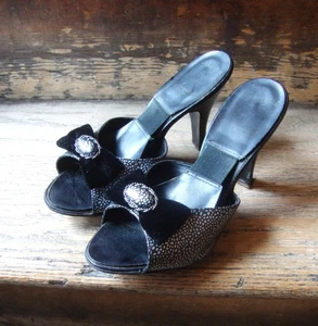 Vintage 50er Jahre schwarz und silber Springolator Schuhe / Größe 7,5M - Bild 1 von 10