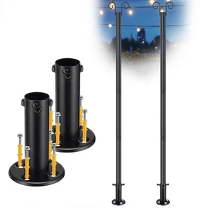 2 Pack Solar Garden Outdoor Yard String Light Poles For Outside Deck 8favy Duty - Picture 1 of 7