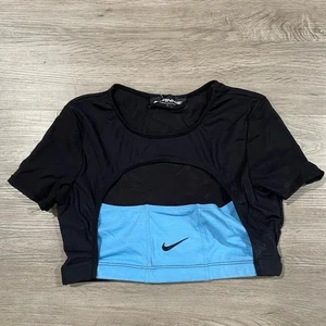 Nike Frankie Reworked Vintage Women's Black and Blue Crop Top - Picture 1 of 3