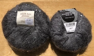 Menge 2 grau Super Kid Mohair Garn Pailletten Sesia BLUEBELL & Rowan KIDSILK HAZE - Bild 1 von 6