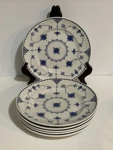 Set of 6 Johnson Bros England Blue Denmark Floral Salad Plates 7 1/2" - Picture 1 of 9