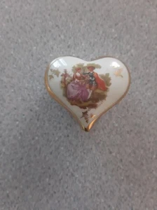 Limoges Herzförmige kleine Schmuck-/Pillendose - Bild 1 von 3