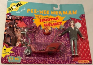 Pee-Wee Herman Poesable Figure with Scooter & Helmet 1988 Matchbox Vintage NEW - Picture 1 of 10