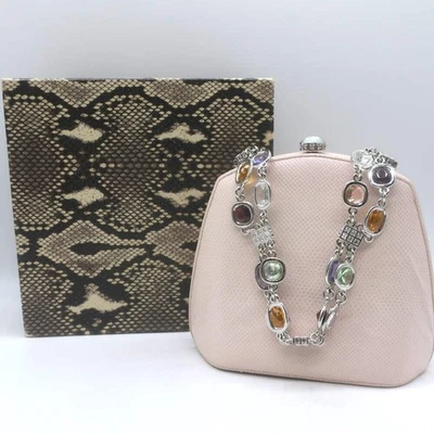 Mini bolso Judith Leiber Jewel-Strap piel de lagarto rosa claro Foto 1 de 4