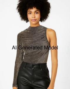 TEREA by Andrea Pitter Emiliana Gold One Shoulder Metallic Rüschen Top Medium - Bild 1 von 12