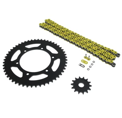 Cadena de junta tórica amarilla y piñón negro 14/52 114L para Yamaha WR250F 2001-2006 Foto 1 de 4