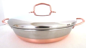 VINTAGE REVERE WARE PRE 68   9" BRAISER / SKILLET  COPPER HANDLES CLEAN!! - Picture 1 of 14