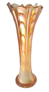 Vintage Marigold Carnival Glass Flower Vase 11" - Picture 1 of 10
