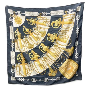 Hermes Carré 90 Cliquetis Print Seidentuch Navy Ohne Karton Gebraucht. - Bild 1 von 6