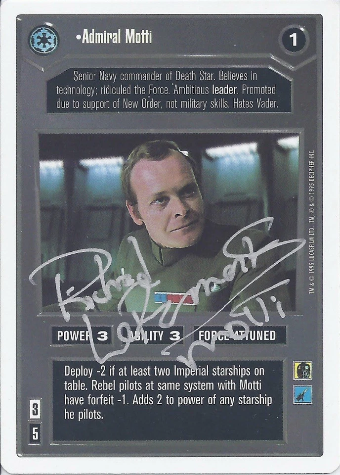 Star Wars CCG - Richard LeParmentier (Admiral Motti) † - signed card - autograph - Bild 1 von 1