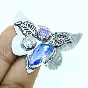 Tanzanite Alexandrite White Topaz Gemstone Handmade Jewelry Ring 8.75" SR 5074 - Picture 1 of 6