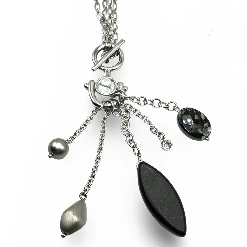 Collar Lia Sophia Anclado Cuarzo Rutilado, Cristales y Cuentas de Resina Gota en Y Foto 1 de 3