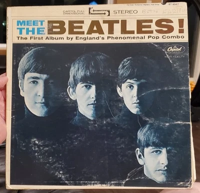 Meet The Beatles LP Vinyl 1964 1st Press ST2047 Stereo - RARE Crooked Sticker Foto 1 de 3