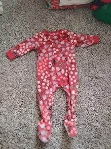 Carter's 12 Months Sleeper Girl Pink With Flowers - Picture 1 of 10