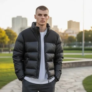 Banana Republic schwarze gefütterte Gänsedaunenjacke XS Kapuze warm Wintermantel für Herren - Bild 1 von 8