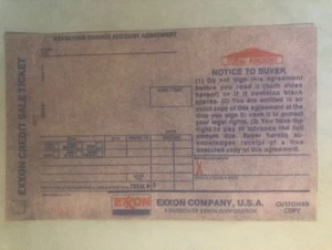 Vintage unbenutzt Exxon Kreditkarte Verkauf Ticket Kohlepapier für Abformmaschine - Bild 1 von 5