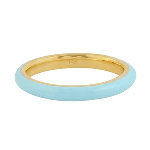 14K Gold Blue Enamel Stacking Ring Minimalist Band Dainty Gift For Her Trendy - Picture 1 of 7