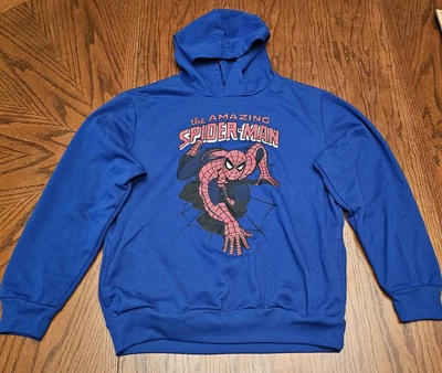Винтажная толстовка с капюшоном Marvel Spider-Man для мальчиков размер большой — карманы кенгуру — грудь 20 дюймов - Изображение 1 из 4