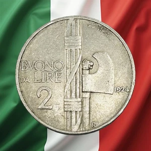 1924 Italy 2 Lire - Combined Ship - Picture 1 of 2