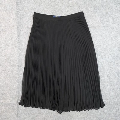 Falda Polo Ralph Lauren Mujer 6 Georgette Midi Plisada Acordeón Negra Bruja Foto 1 de 4