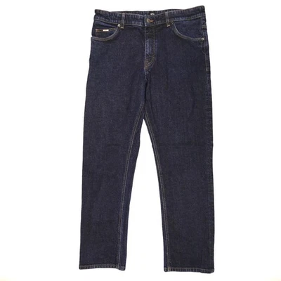 Hugo Boss Mens 34x30 Dark Italian Denim Candiani Designer Straight Leg Milan - Image 1 of 4