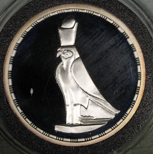 EGYPT 1994 PROOF .999 SILVER 5 POUND ~ ANCIENT TREASURE W/CAPSULE ~SACRED FALCON - Picture 1 of 4