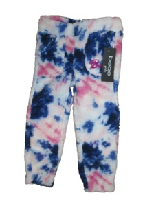 bebe Girls White Pink Blue Fuzzy Fleece Tie Dye Pocket Joggers Pants S 4 New - Picture 1 of 4