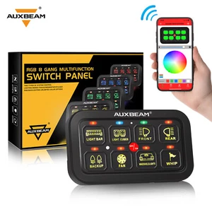 AUXBEAM 8 Gang Switch Panel Kit LED Auxiliary Relay System Marine Boat 12/24V US - Picture 1 of 12
