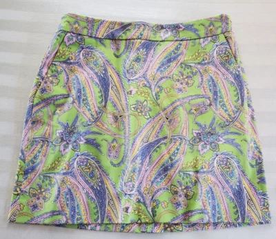 Pantalones Cortos Ralph Lauren Golf Verde Púrpura Rosa Amarillo Paisley Algodón Misses Talla 2 Foto 1 de 4