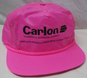 CARLON  conduit vintage trucker-style HOT PINK windbreaker snapback Hat 1990's - Picture 1 of 6