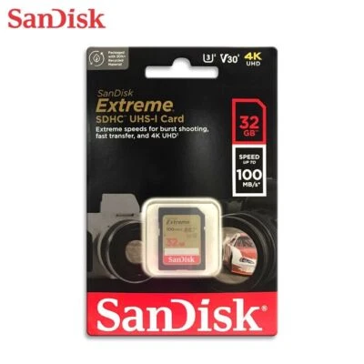SanDisk 32GB Extreme Class10 UHS-I U3 SDHC Memory Card 100MB/s 4K - Image 1 of 4