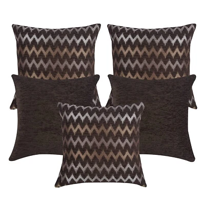 Жаккардовые геометрические наволочки 16*16 дюймов кофейный набор из 5 - Изображение 1 из 4