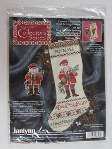Janlynn Deck The Halls Stocking & Santa Ornament Kit #93-327 Cross Stitch - Picture 1 of 7