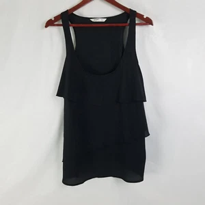 Camisa antigua azul marino para mujer grande negra lisa camiseta sin mangas en capas cuello redondo blusa - Imagen 1 de 9