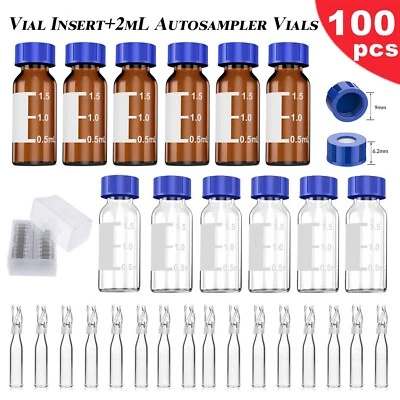 Simpure 2000x 2ml Clear/Amber Autosampler Vials & Screw Caps +250uL Vials Insert - Image 1 of 4