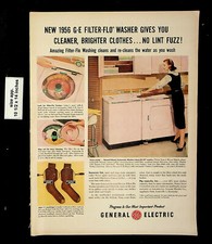 1956 GE General Electric Filter-Flo Washer Pink Automatic Vintage Print Ad 23441