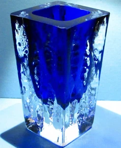 INGRID GLASHüTTE Blue Crystal Vase Germany Austria GLAS GLASS IG Ingridhütte - Picture 1 of 7