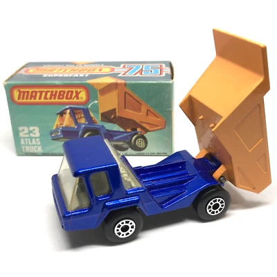Lesney Matchbox Superfast No. Camión Atlas 23 1975 azul/naranja - Inglaterra con caja Foto 1 de 4